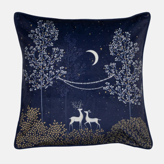 Moonlit Dreams Deer Velvet Cushion