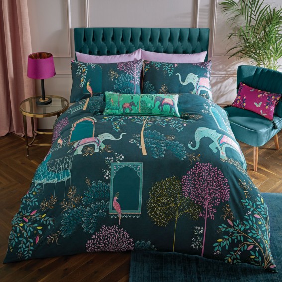 Deep Jade Elephant Oasis Double Duvet Cover & Pillowcase Set