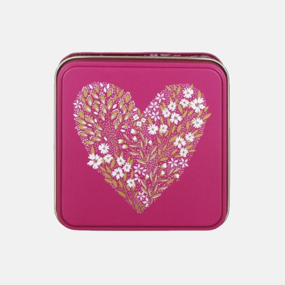 Little Gestures Floral Heart Small Square Tin