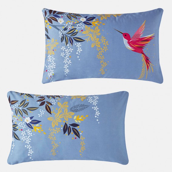 Light Blue Hummingbird Standard Pillowcase Pair