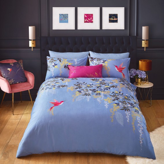 Light Blue Hummingbird Bed Linen
