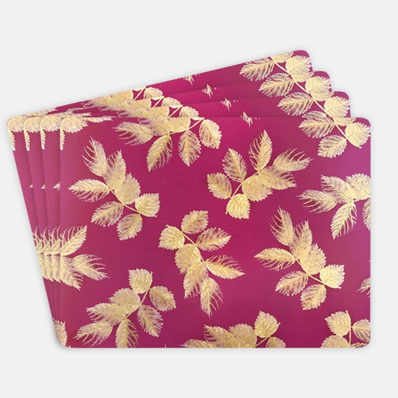 Berry Large Etched Leaves Placemats - Set of 4