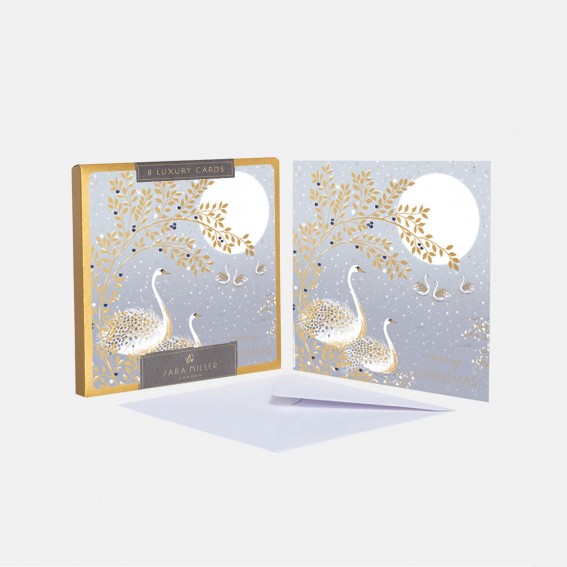 Luxury Snow Swans Christmas Cards - Box of 8