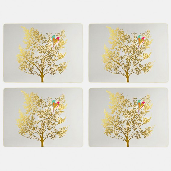 Pale Grey Lovebirds Large Placemats - Set of 4