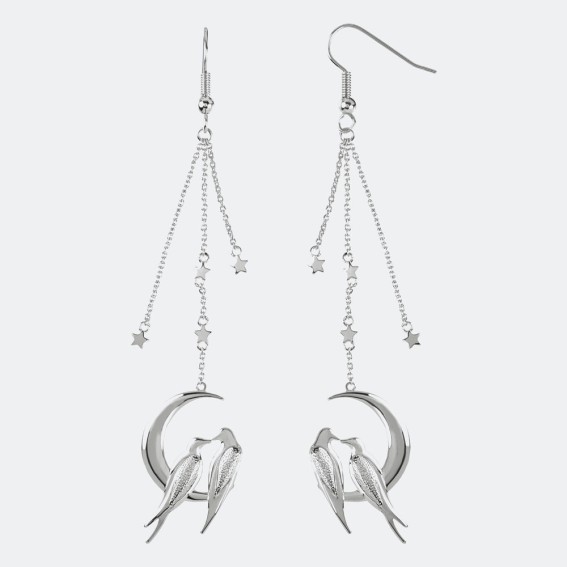 Lovebird Silver Drop Earrings