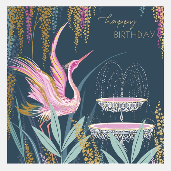 Crane Fountain Birthday Card