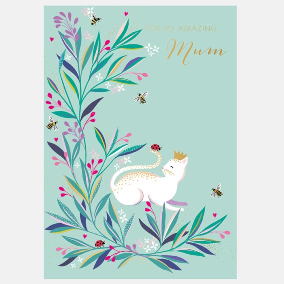 Cat & Foliage Mum Mother's Day Card