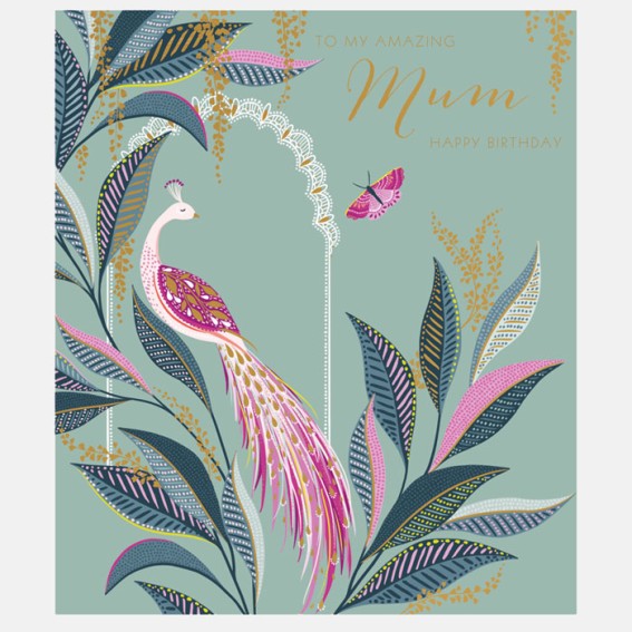 Ornamental Peacock Mum Birthday Card