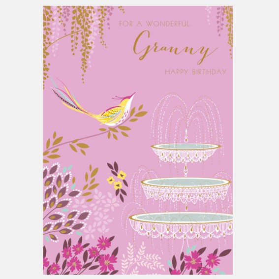 Blossom Pink Songbird Granny Birthday Card