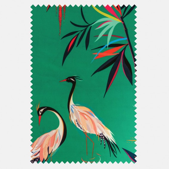 Heron Green Velvet Fabric SAMPLE