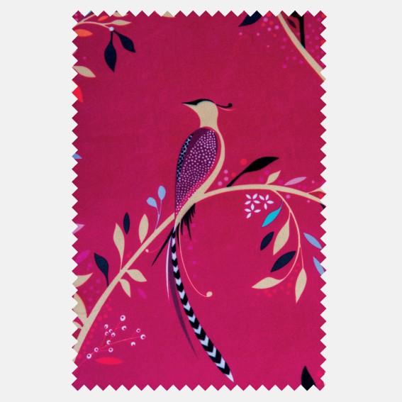 Birds of Paradise Fuchsia Velvet Fabric SAMPLE