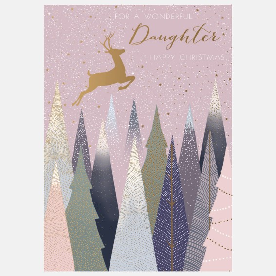 Deer In Forest Daughter Christmas Card