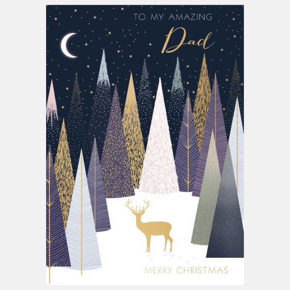 Stag In Forest Dad Christmas Card