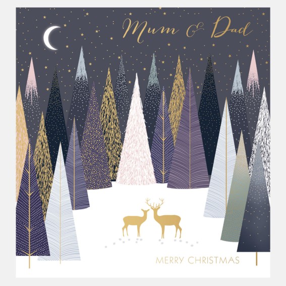 Deer In Forest Mum & Dad Christmas Card