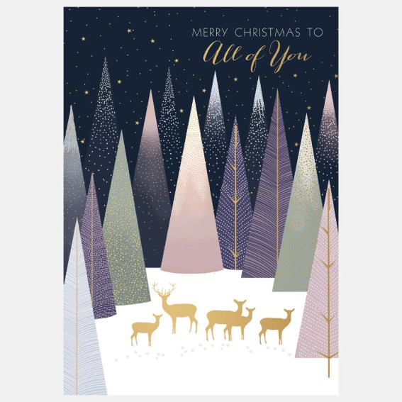 Deer In Forest All Of You Christmas Card