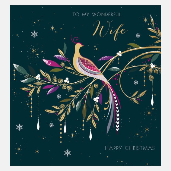 Bird & Foliage Wife Christmas Card