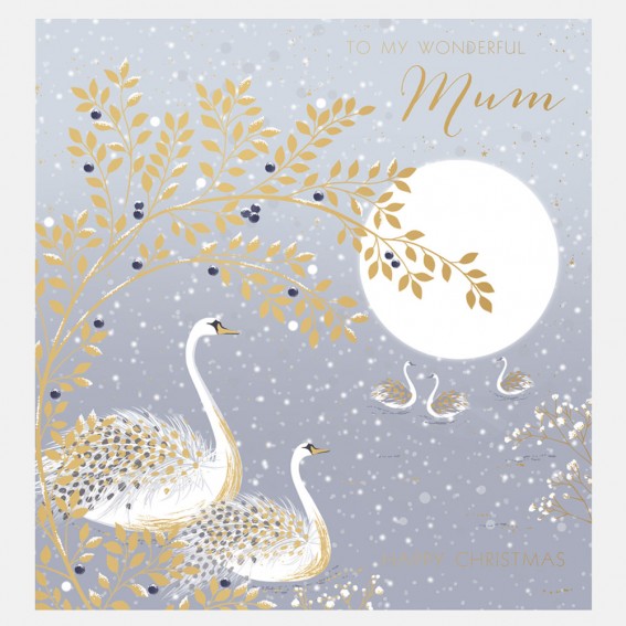Snow Swans Mum Christmas Card