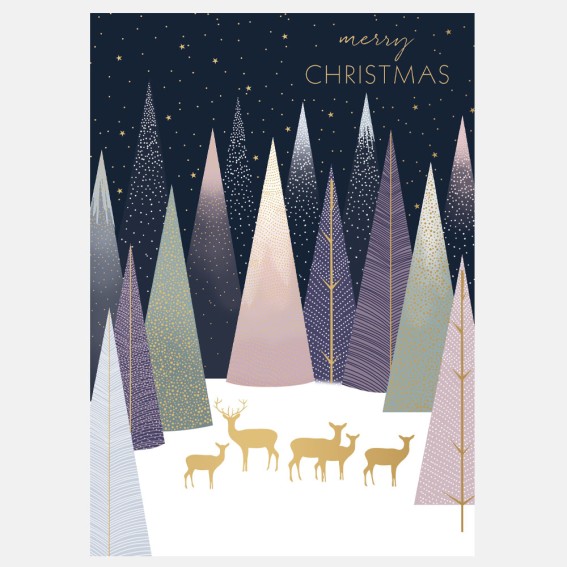 Frosted Pines Deer Christmas Card