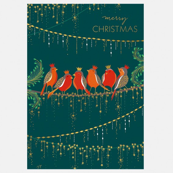Row of Robins Christmas Card
