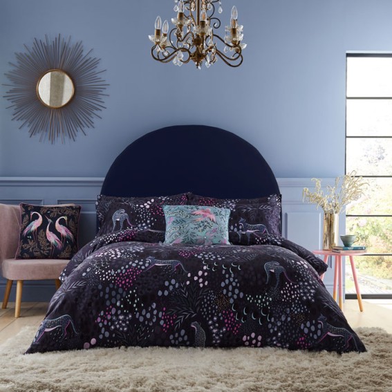 Midnight Leopard King Duvet Cover and Pillowcase Set