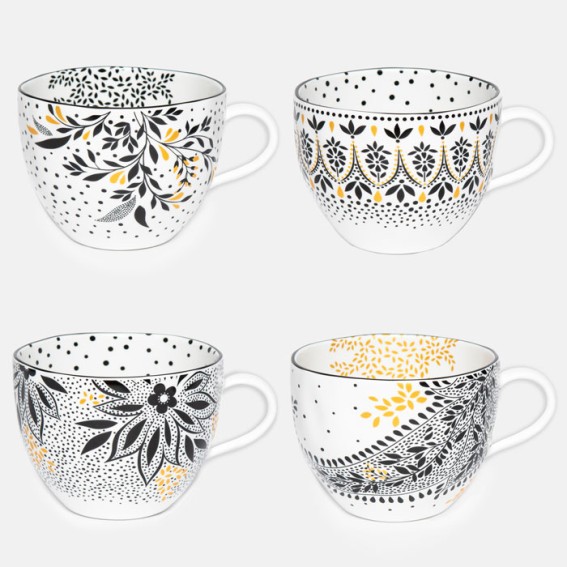 Artisanne Noir Mugs - Assorted Set of 4
