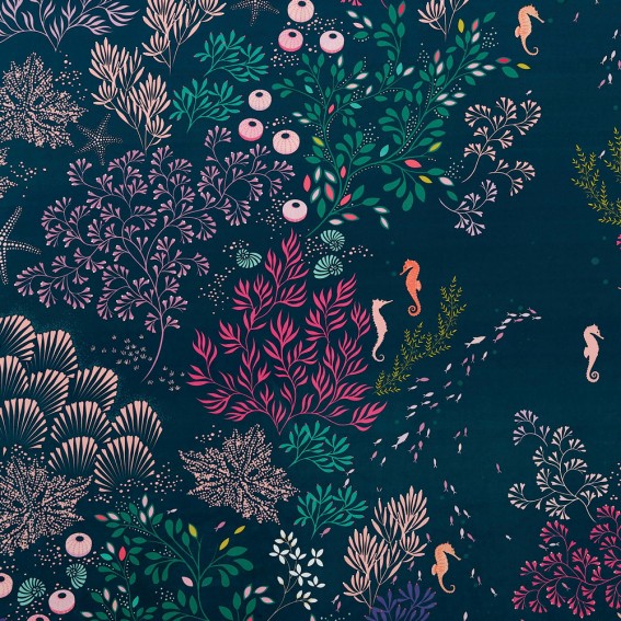 Underwater Midnight Velvet Fabric