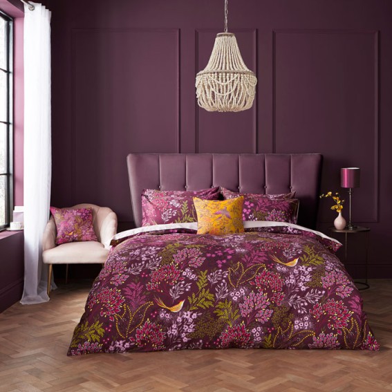 Plum Songbird Bed Linen Collection