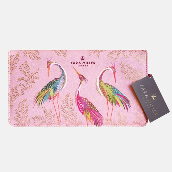 Blossom Pink Dancing Cranes Travel Wallet