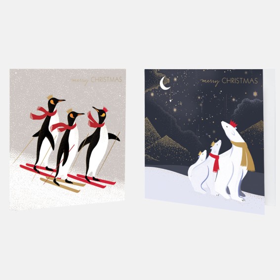 Polar Bears & Penguins Christmas Card Assortment - Pack of 10
