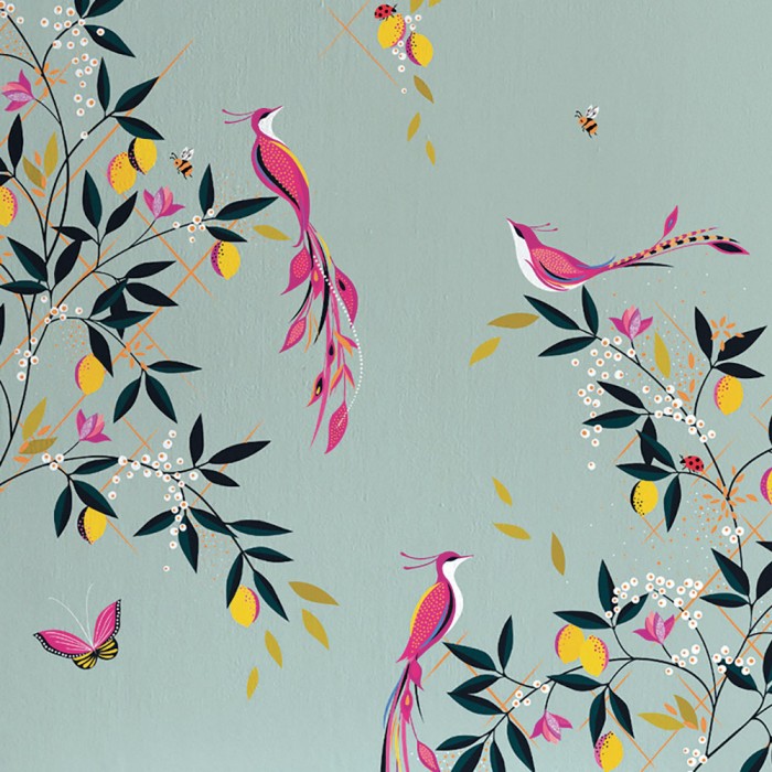Floral Wallpaper Sample, Luxury Bird Wallpaper | Sara Miller London