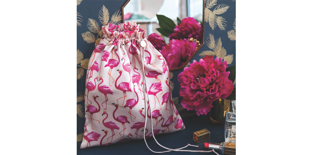 Sara Miller London | Flamingo Silk Travel Bag & Eye Mask Set