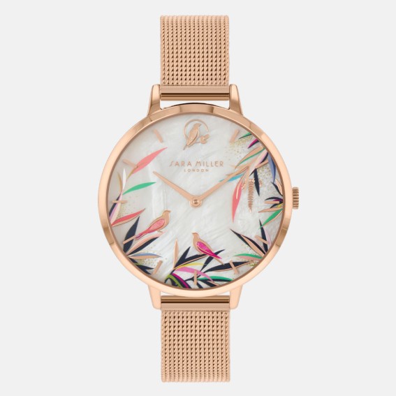 Pearl Bamboo Rose Gold Mesh Watch