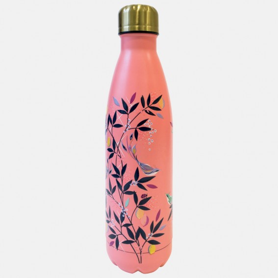 Coral Orchard Birds Water Bottle