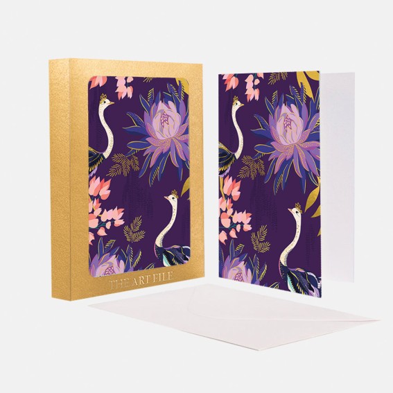 Floral Ostrich Notecard  - Set of 10 Cards