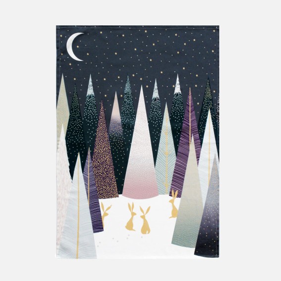 Frosted Pines Hare Tea Towel