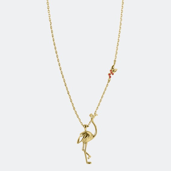 Flamingo charm necklace