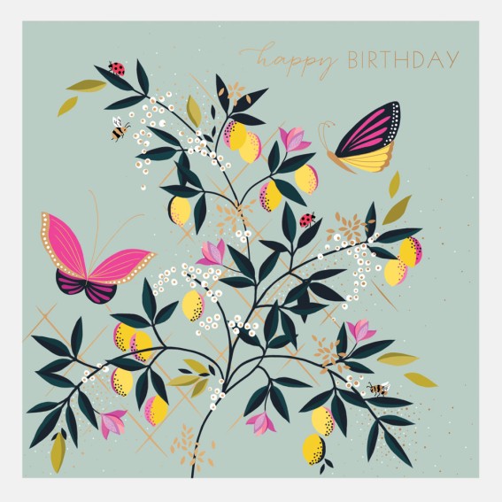 Orchard Duck Egg Butterfly Birthday Card