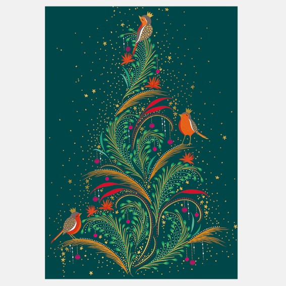 Christmas Tree Robins Christmas Card