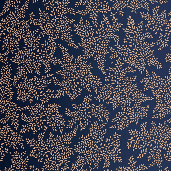 Navy Metallic Leaves Wallpaper SAMPLE
